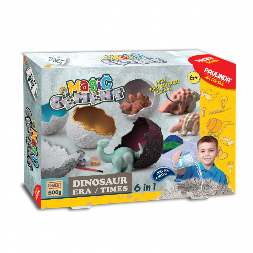 Set Creativ DIY Ciment Magic Dinozauri pentru Copii - Kit Complet cu Accesorii si Matrite
