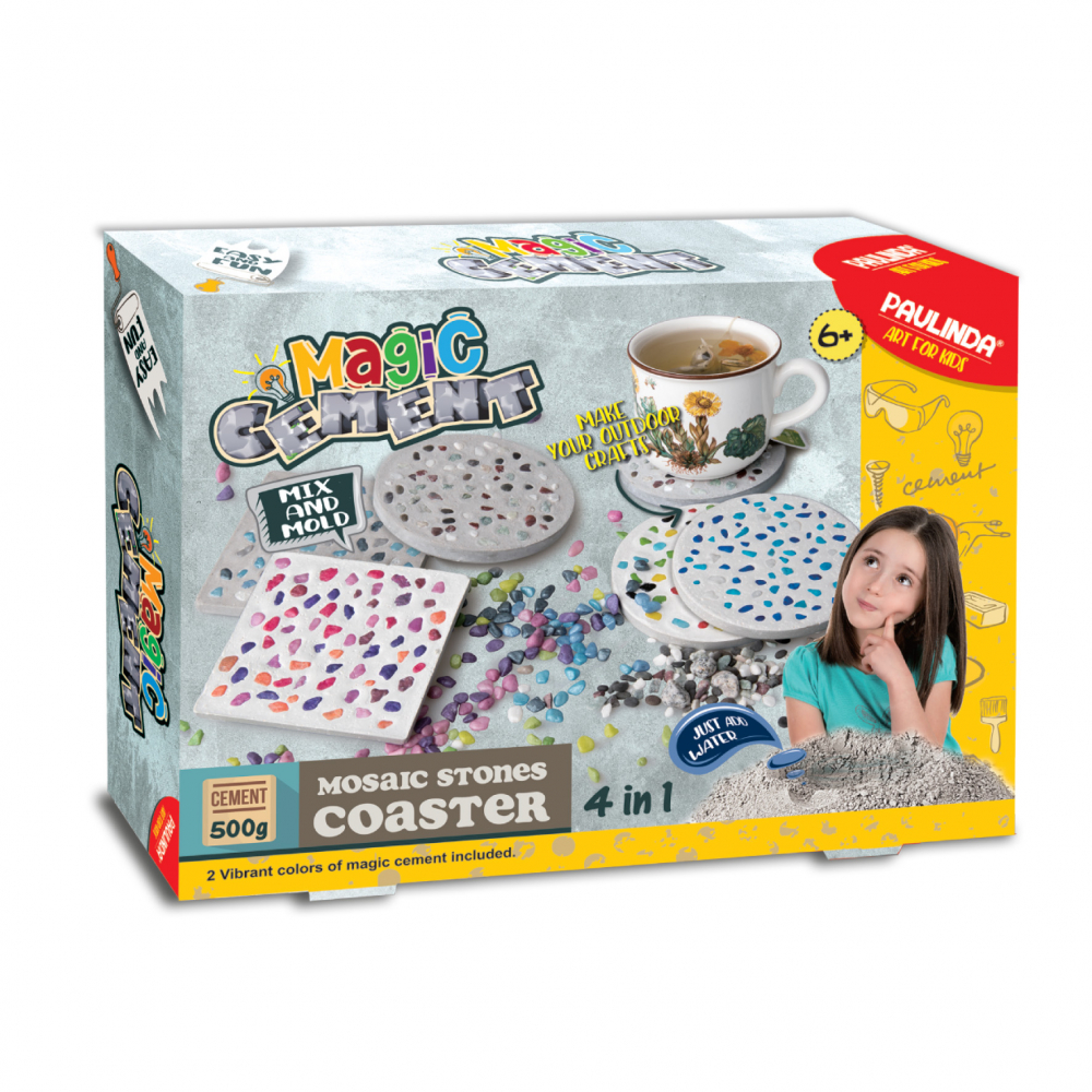 Set Creativ DIY Ciment Magic Suport pahare pentru Copii - Kit Complet cu Accesorii si Matrite