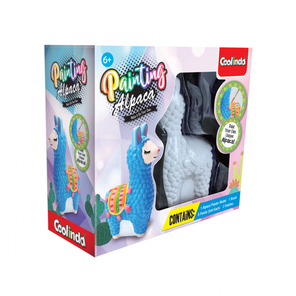 Set creativ DIY -Coloreaza figurina din ipsos Alpaca cu accesorii incluse,+6 ani
