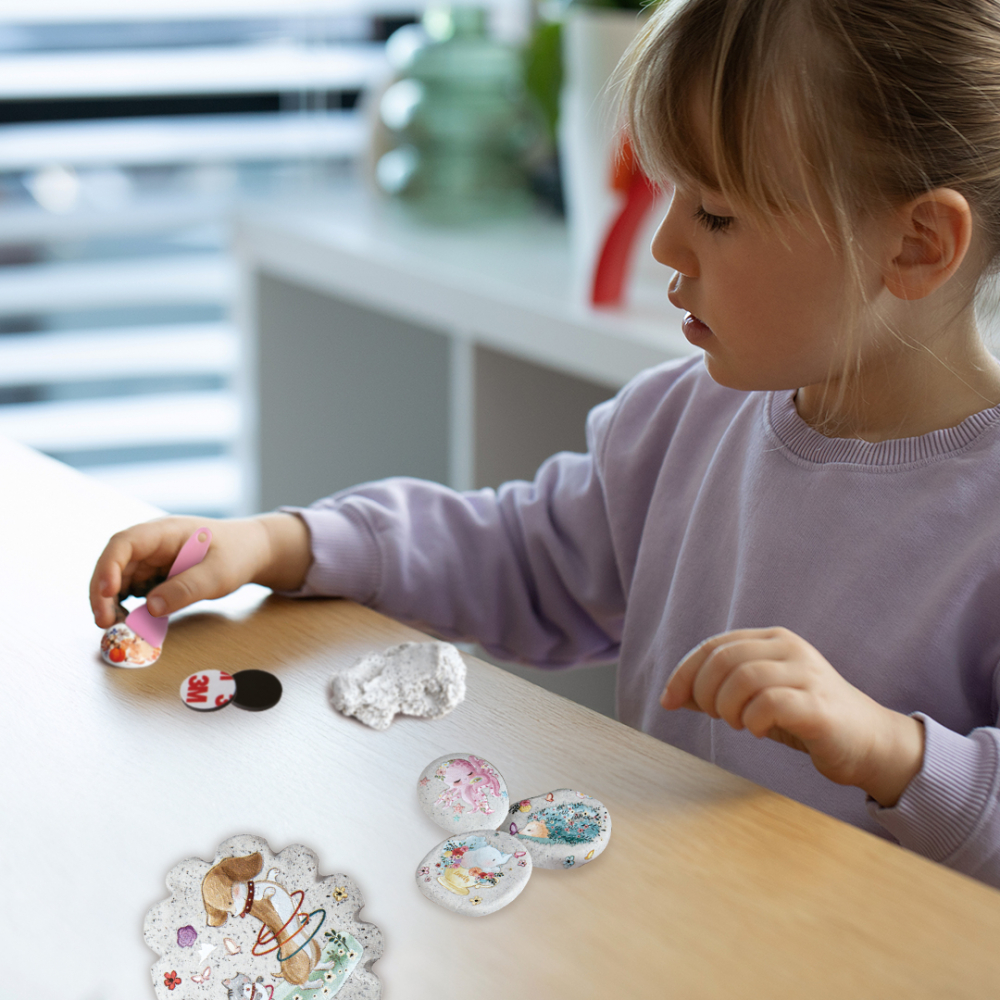 Set creativ Strigo DIY-Creeaza pietricele cu autocolante animale si accesorii incluse,+7 ani [3]
