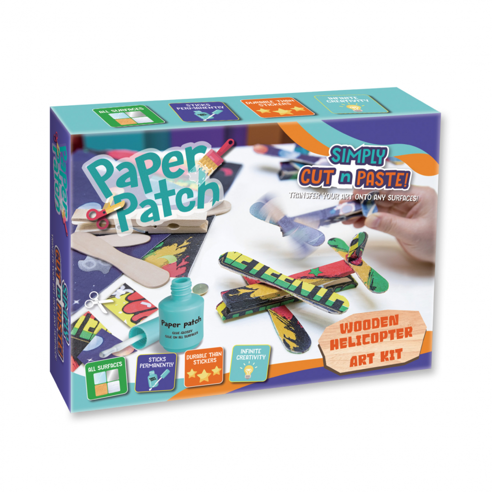 Set creativ DIY Strigo-Tehnica Servetelului Elicopter din lemn,+7 ani