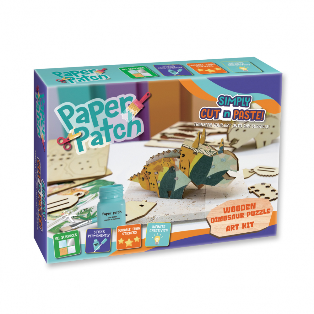 Set creativ DIY Strigo-Tehnica Servetelului Puzzle Dinozaur 3D din lemn,+7 ani