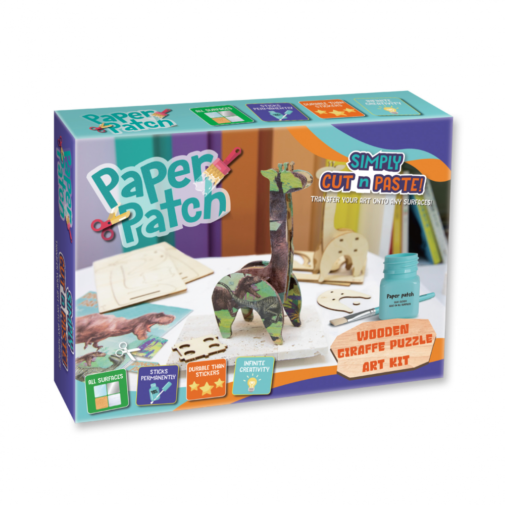 Set creativ DIY Strigo-Tehnica Servetelului Puzzle Girafa 3D din lemn,+7 ani
