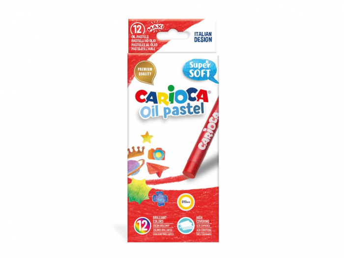 Set creioane cerate Carioca Oil Pastel Maxi, 12 buc. cutie