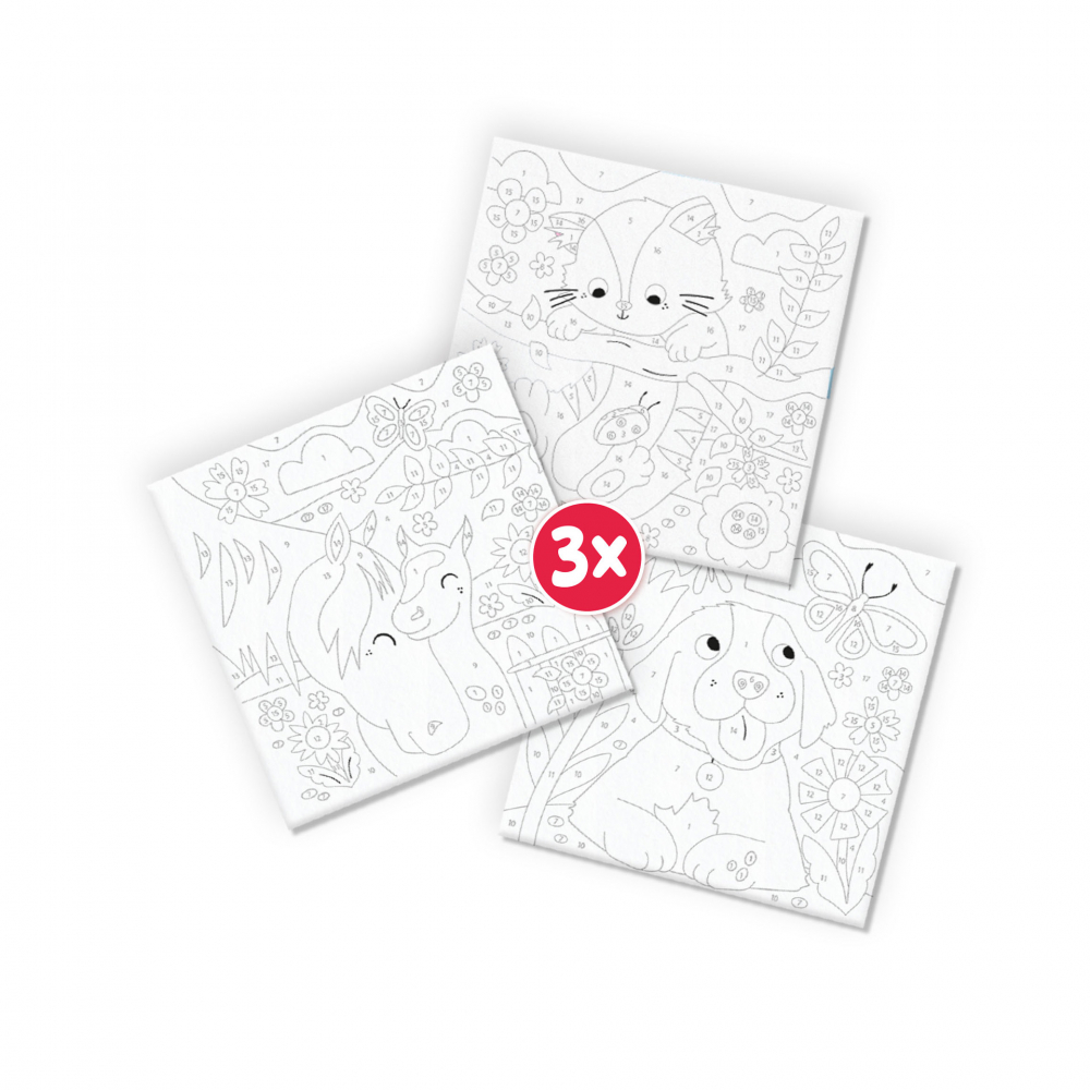 Set cu accesorii incluse - Pictura pe numere Animale de companie (3 panze) [4]