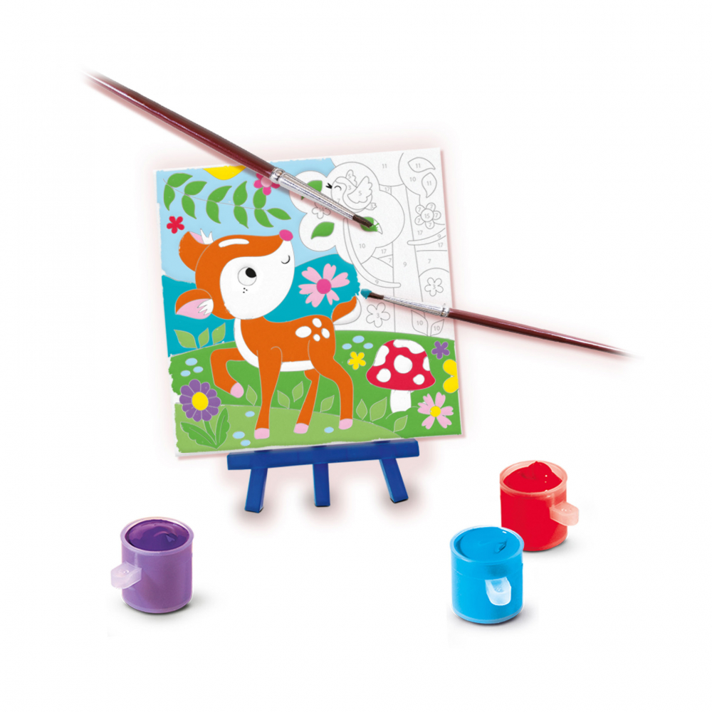 Set cu accesorii incluse-Pictura pe numere Animale din padure (3 panze) [3]
