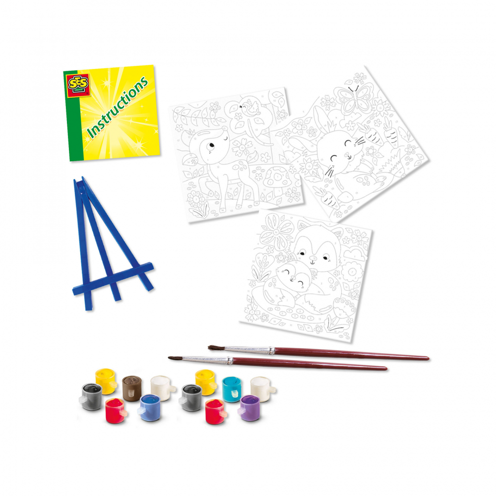 Set cu accesorii incluse-Pictura pe numere Animale din padure (3 panze) [2]
