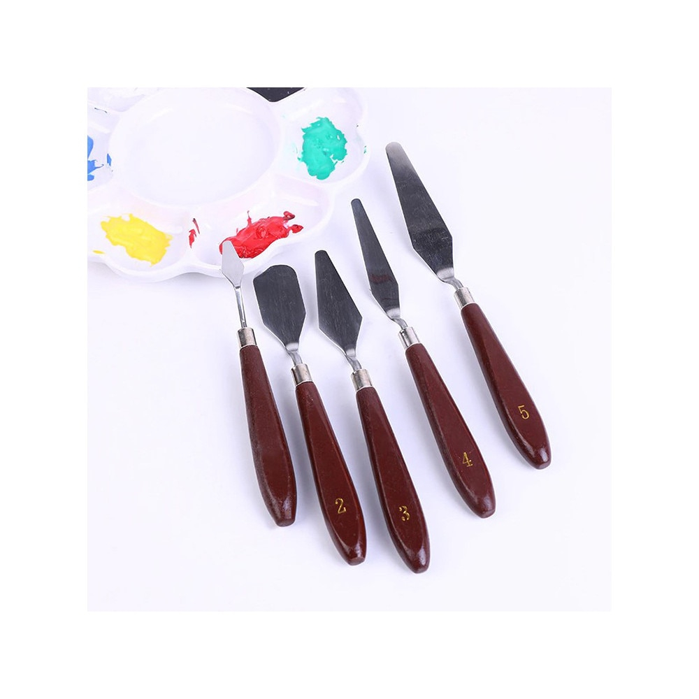 Set de 5 spatule pentru pictura material lemn si inox, dimensiuni de la 16.5 cm pana la 22.5 cm [2]