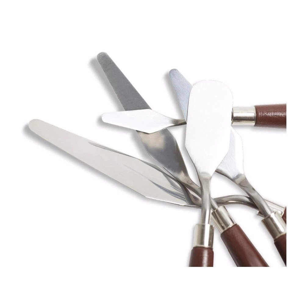 Set de 5 spatule pentru pictura material lemn si inox, dimensiuni de la 16.5 cm pana la 22.5 cm [9]