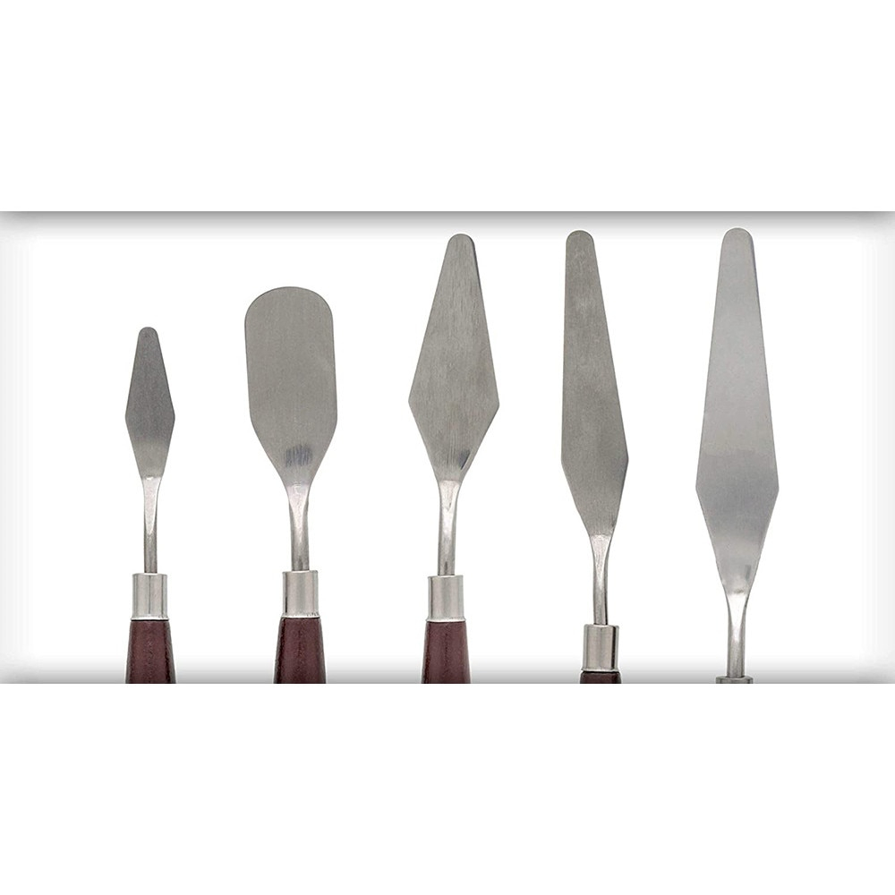 Set de 5 spatule pentru pictura material lemn si inox, dimensiuni de la 16.5 cm pana la 22.5 cm [14]