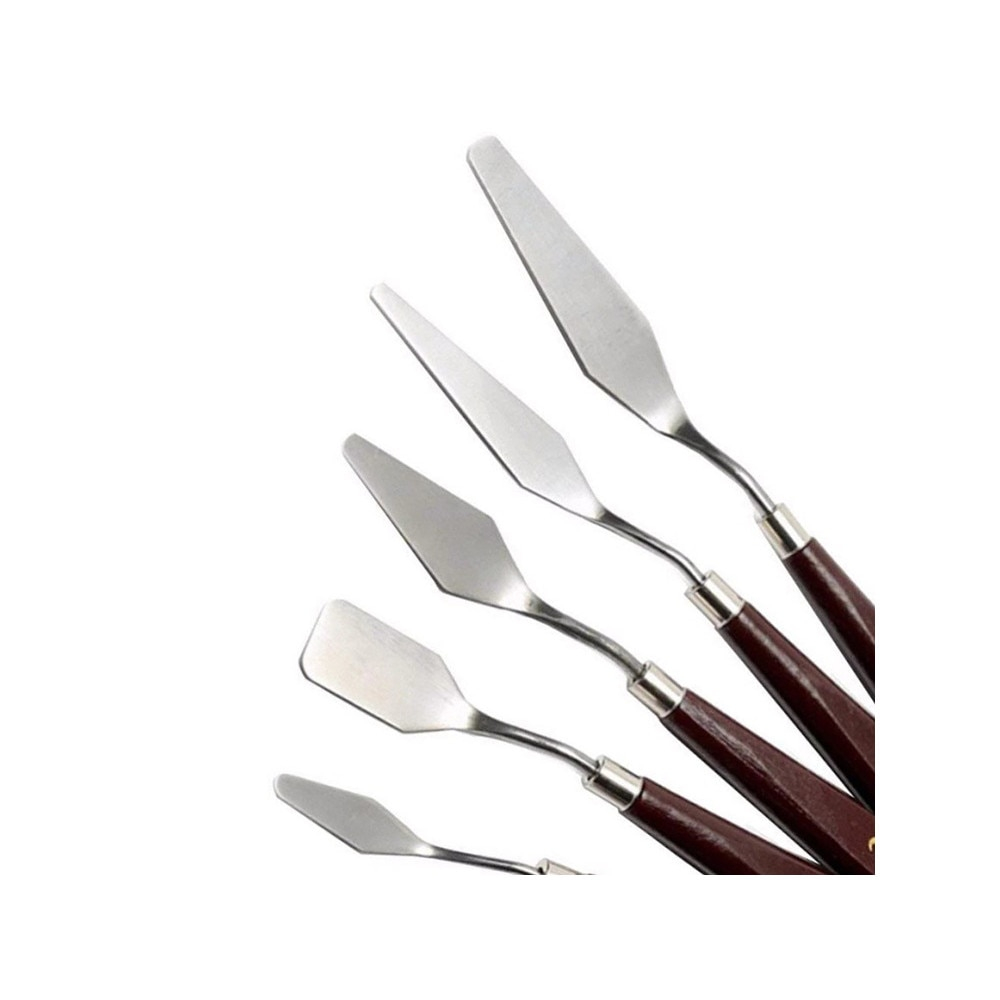 Set de 5 spatule pentru pictura material lemn si inox, dimensiuni de la 16.5 cm pana la 22.5 cm [10]