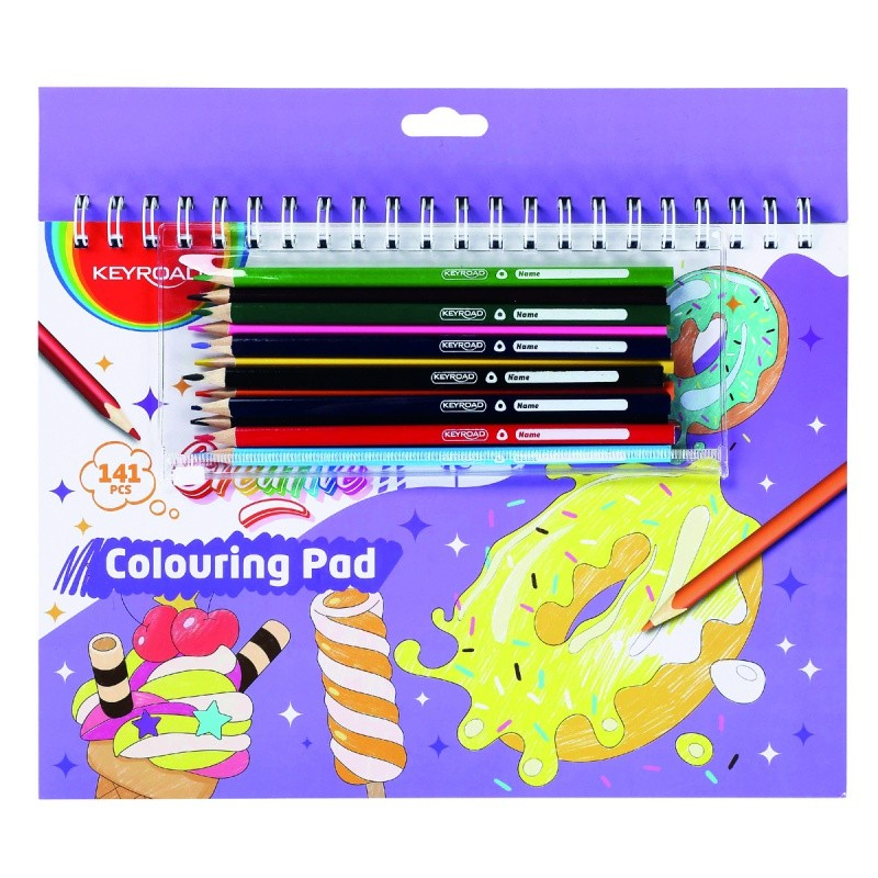 Set de colorat Keyroad cu creioane, carte de colorat si stickere, 2 modele printesa si donut [3]