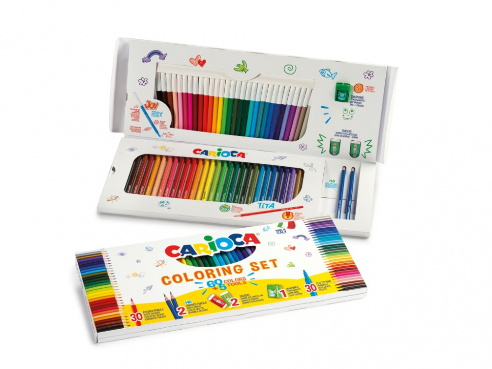 Set de colorat si desenat Carioca cu 65 piese [2]