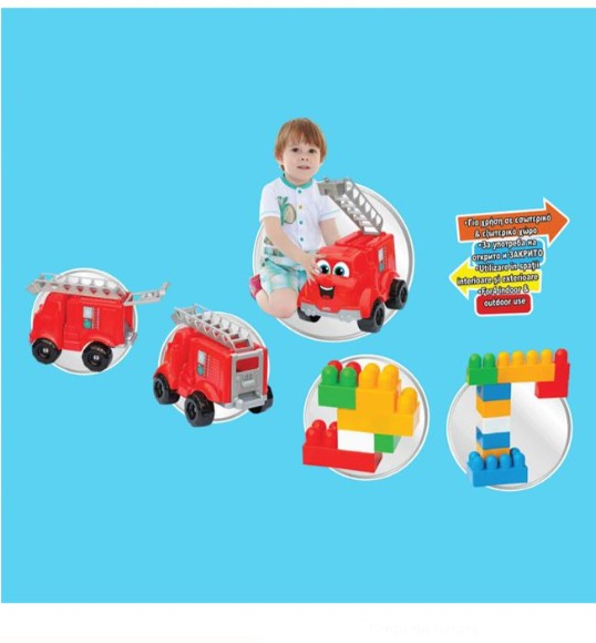 Set de constructie Masina pompieri cu cuburi-30 piese [2]