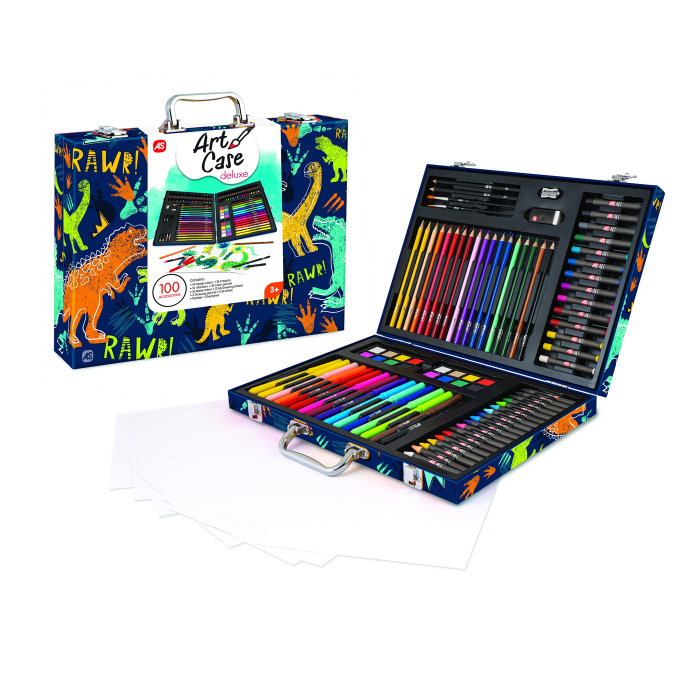 Set de Desen Deluxe cu 100 Accesorii Dinozaur  [3]