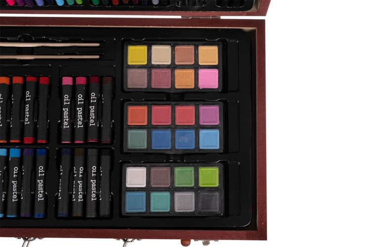 Set de desen si pictura pentru copii cu 143 piese in cutie de lemn tip servieta [14]