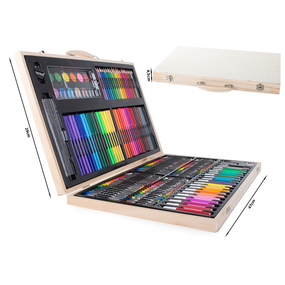 Set de desen si pictura pentru copii cu 180 piese in cutie de lemn tip servieta,47x29x4.5 cm [7]