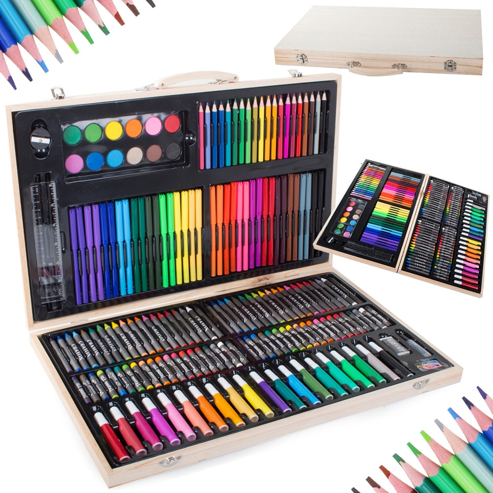 Set de desen si pictura pentru copii cu 180 piese in cutie de lemn tip servieta,47x29x4.5 cm [4]