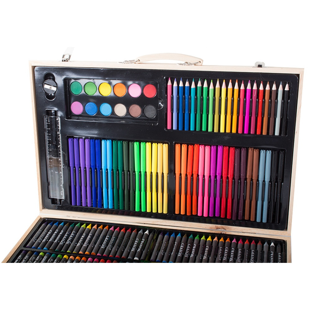 Set de desen si pictura pentru copii cu 180 piese in cutie de lemn tip servieta,47x29x4.5 cm [6]