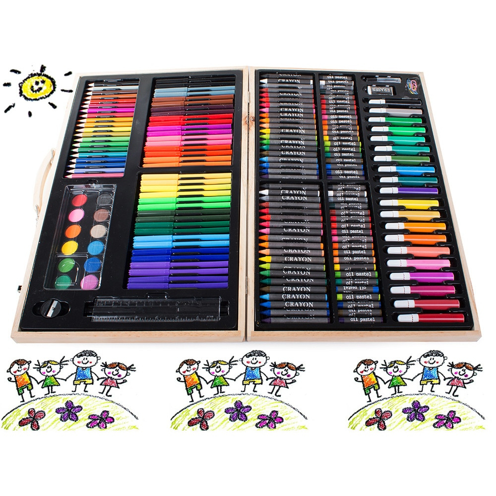 Set de desen si pictura pentru copii cu 180 piese in cutie de lemn tip servieta,47x29x4.5 cm [5]