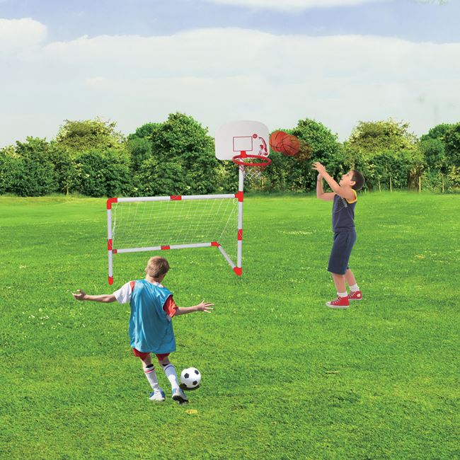 Poarta de fotbal cu cos de baschet 95x46x145 cm [2]