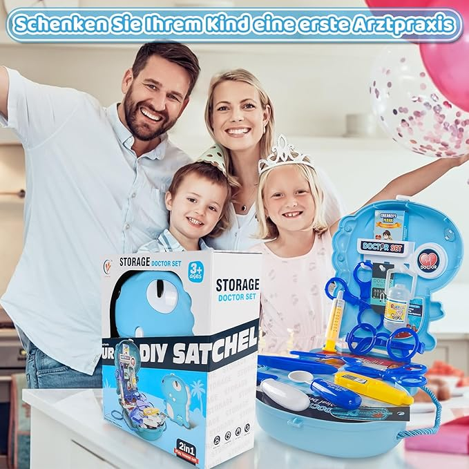 Set de joaca gentuta dinozaur cu accesorii doctor,albastru,plastic, 3-6 ani [5]