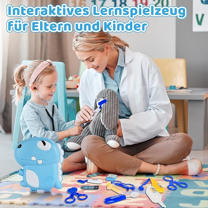 Set de joaca gentuta dinozaur cu accesorii doctor,albastru,plastic, 3-6 ani [4]