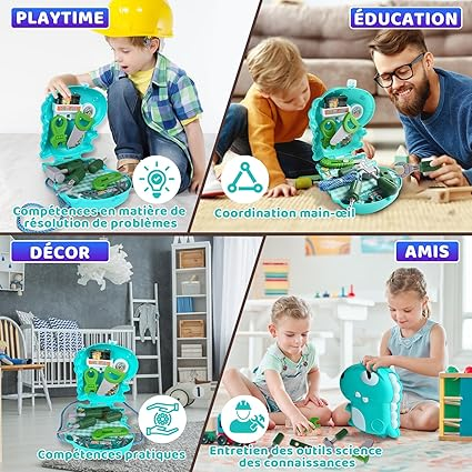 Set de joaca gentuta dinozaur cu accesorii unelte,verde,plastic, 3-6 ani [6]