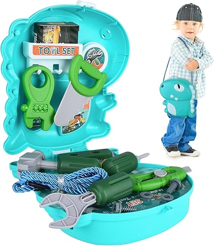 Set de joaca gentuta dinozaur cu accesorii unelte,verde,plastic, 3-6 ani [2]