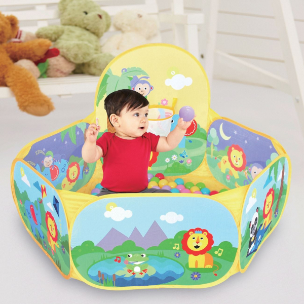 Set de joaca interactiv cu bile multicolore si imagini cu animale [4]