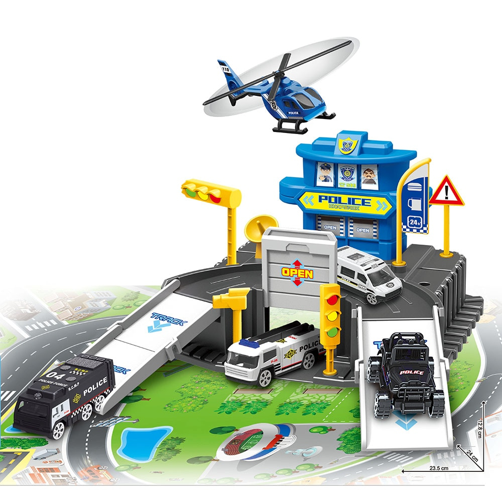 Set de joaca parcare Politie cu plansa traseu din plastic inclusa,+3 ani [2]