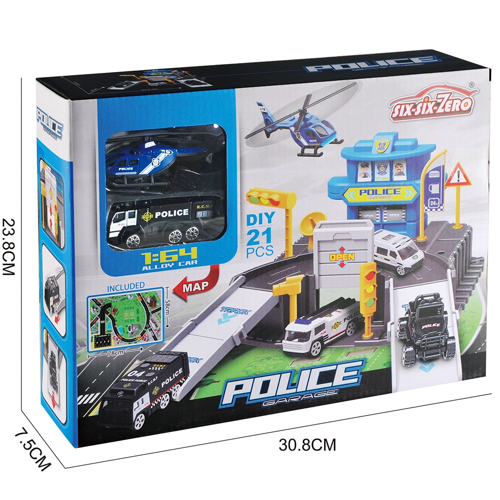 Set de joaca parcare Politie cu plansa traseu din plastic inclusa,+3 ani [3]