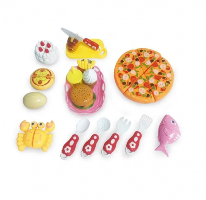 Set de joaca pentru copii alimente si tacamuri pentru servire