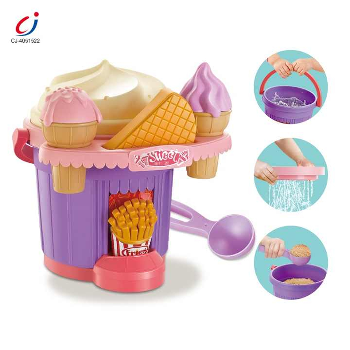 Set de joaca pentru nisip galetusa cu tematica inghetata cu 7 ustensile incluse,mov,plastic,+3 ani [2]