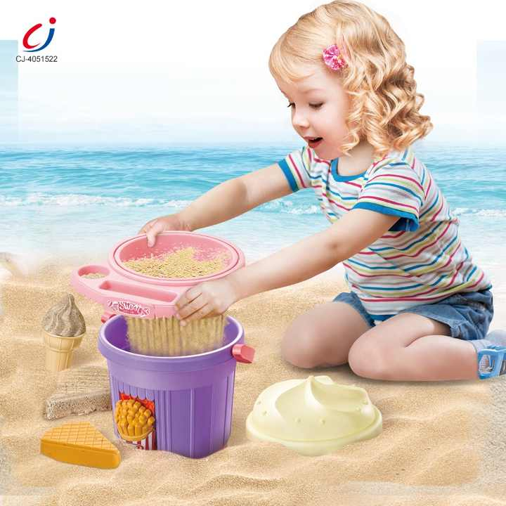 Set de joaca pentru nisip galetusa cu tematica inghetata cu 7 ustensile incluse,mov,plastic,+3 ani [4]
