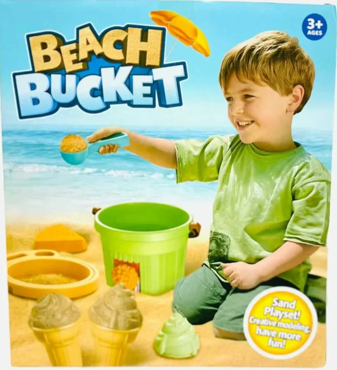 Set de joaca pentru nisip galetusa cu tematica inghetata cu 7 ustensile incluse,verde,plastic,+3 ani