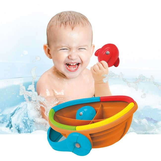 Set de jucarii pentru baie Barcuta cu pestisorii, +12 luni