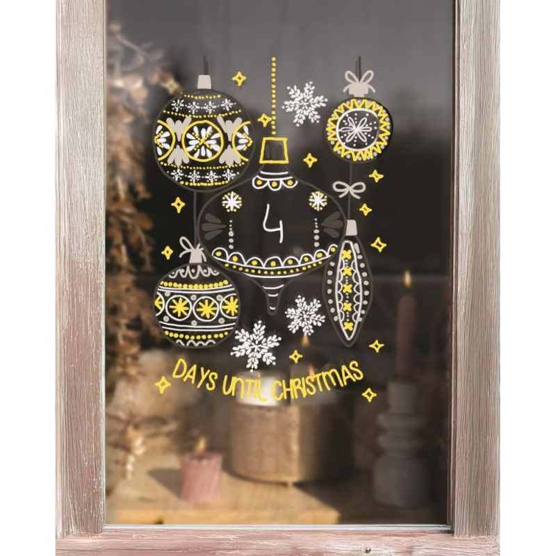 Set Desen Ferestre Crăciun – 4 Markere UNI Chalk XMAS Elegante (alb, auriu, argintiu, negru) + 2 șabloane A3 [4]