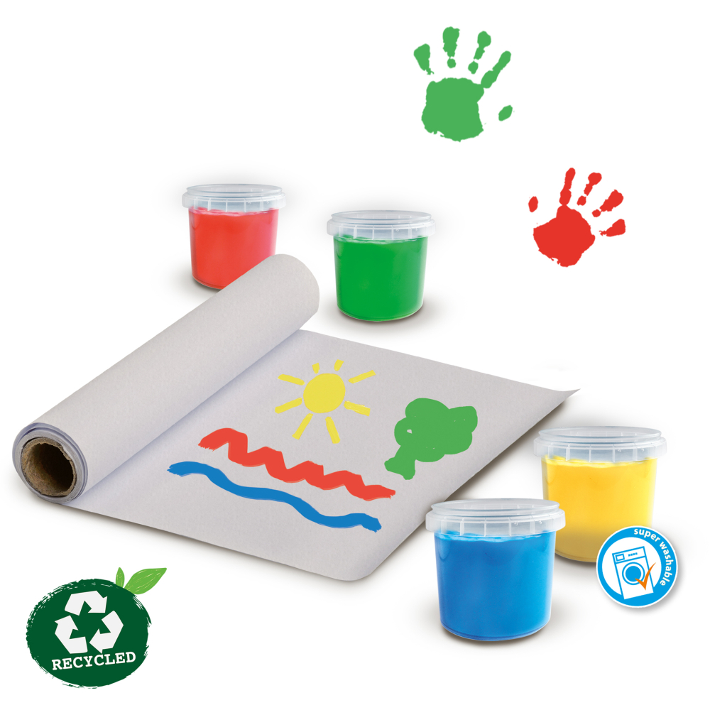 Set ECO acuarele pentru degete cu șorț pentru copii și rolă de hârtie reciclată [3]