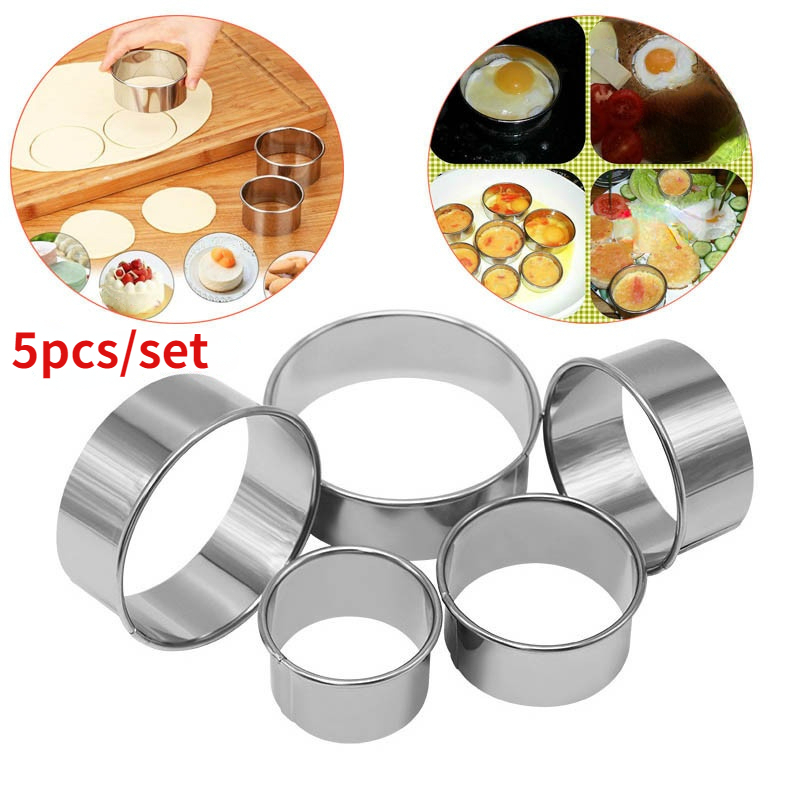 Set forma fursecuri, 5 piese, model cerc,metal,argintiu [4]