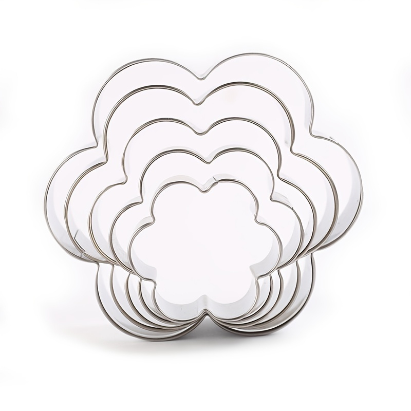 Set forma fursecuri, 5 piese, model floare,metal,argintiu [5]