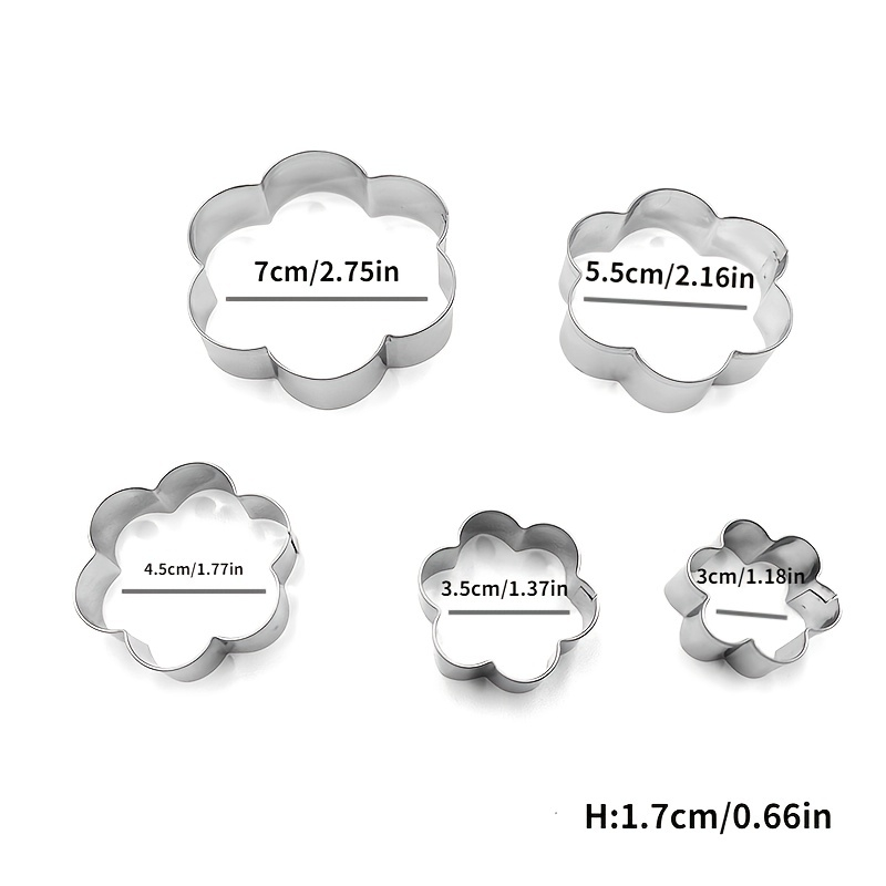 Set forma fursecuri, 5 piese, model floare,metal,argintiu [4]