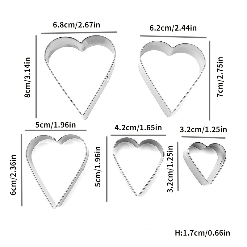 Set forma fursecuri, 5 piese, model inima,metal,argintiu [3]