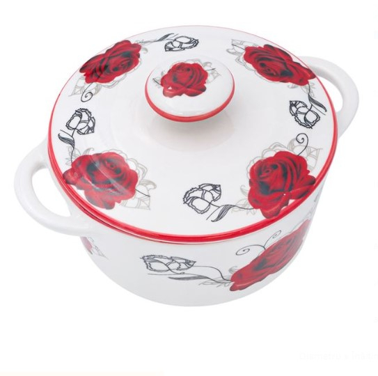 Set format din 6 boluri de servit din ceramica cu manere si capac pentru supa [3]