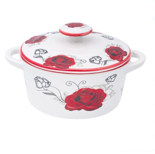 Set format din 6 boluri de servit din ceramica cu manere si capac pentru supa [2]