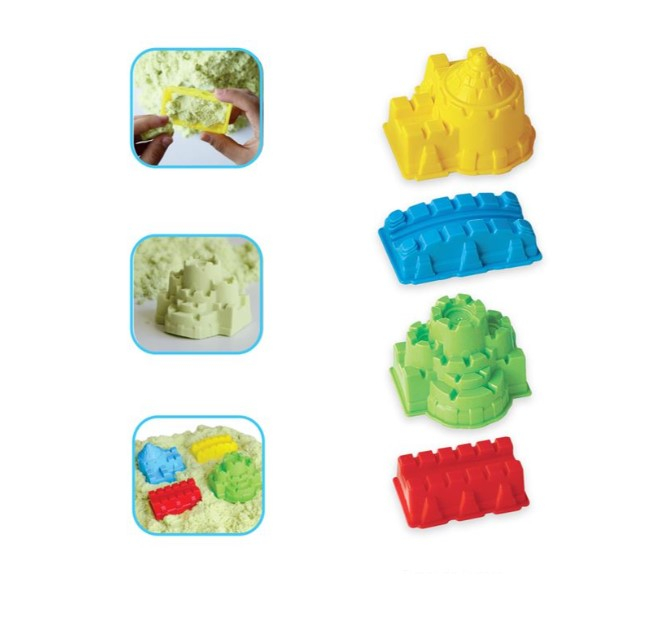 Set joc creatie nisip kinetic verde cu 4 forme de construit Castele [3]