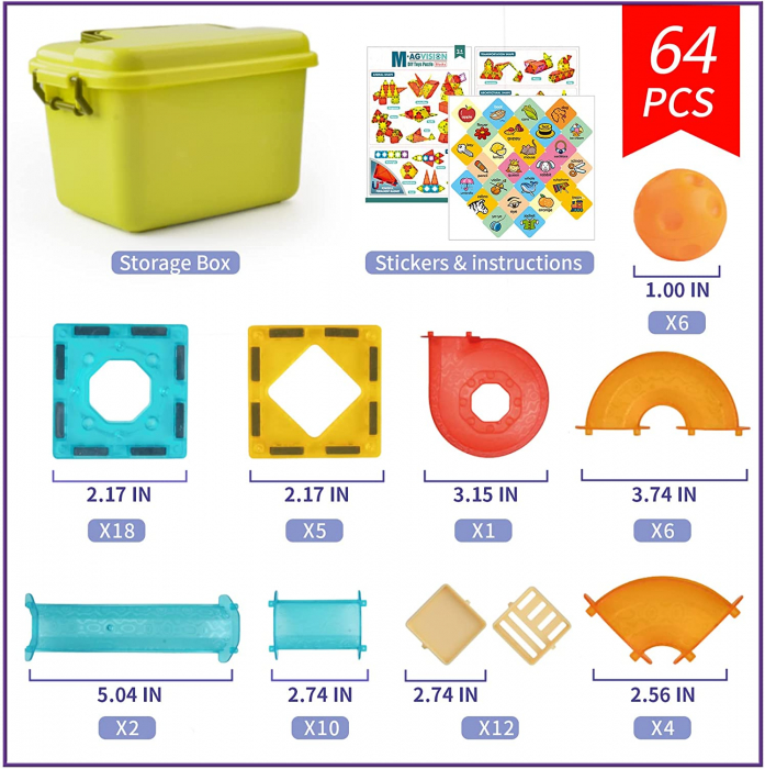 Set joc magnetic 64 piese si cutie depozitare [4]
