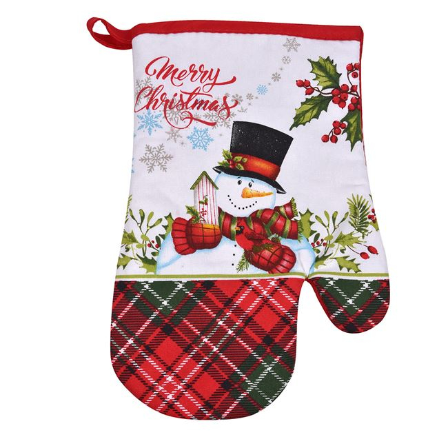 Set manusa si suport pentru cuptor- Imprimeu Om de zapada [2]