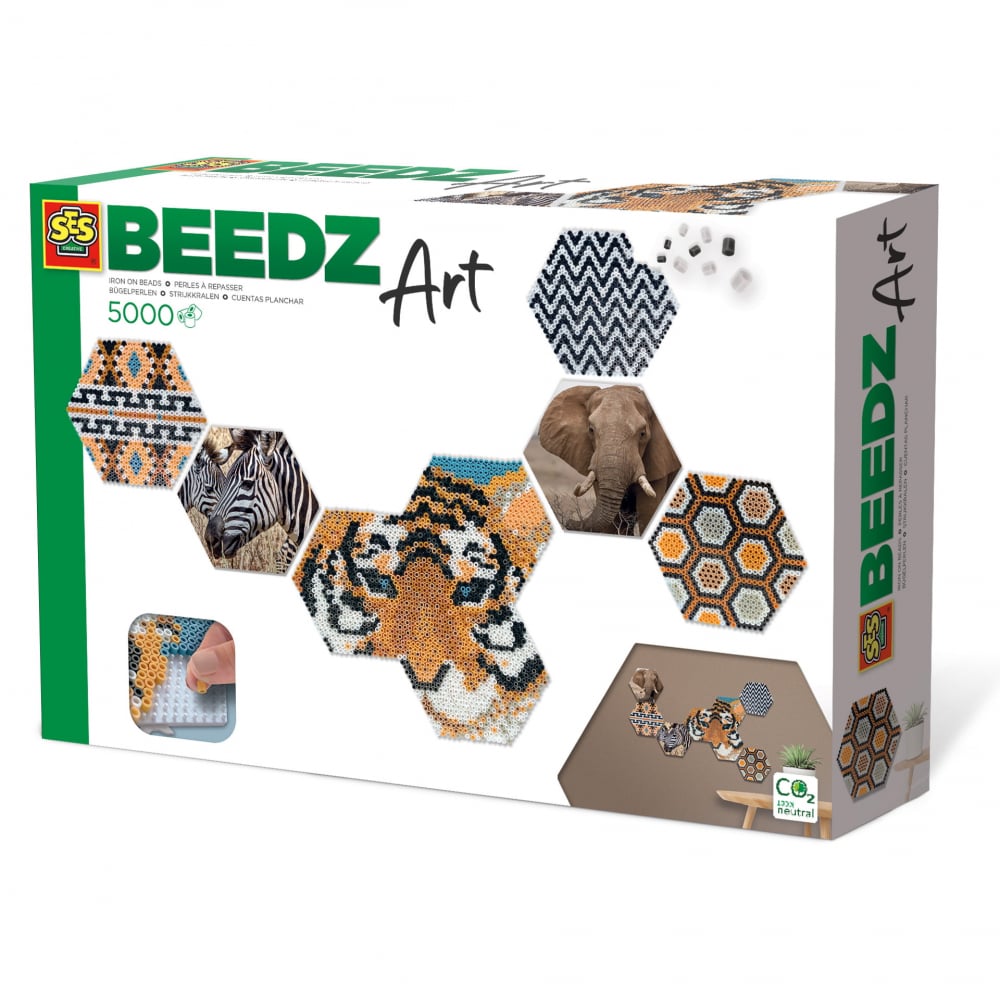 Set 5000 margele de calcat Beedz Art - Safari cu placi hexagonale,+12 ani