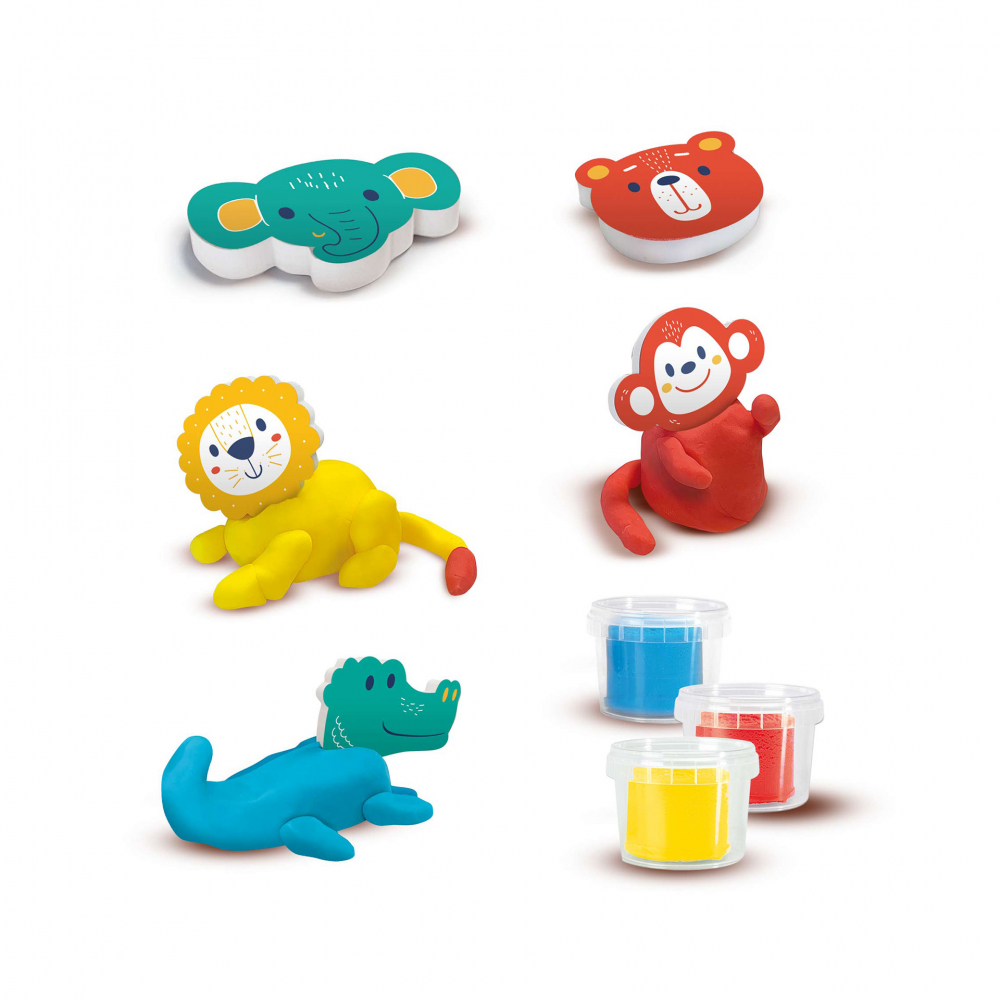 Set modelaj cu 3 recipiente cu plastilina si 6 figurine spuma ,1-4 ani [2]